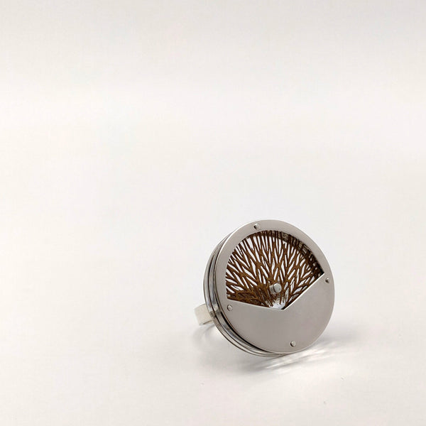 Rumma Designs - Corm Ring (size P) Watsonia corm, Sterling Silver, Acrylic (kch001)
