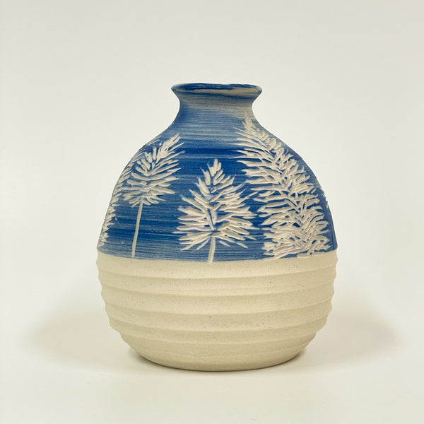 Rowena Harries - Blue & White Mulla Mulla Sgraffito Vase Medium (rha001)