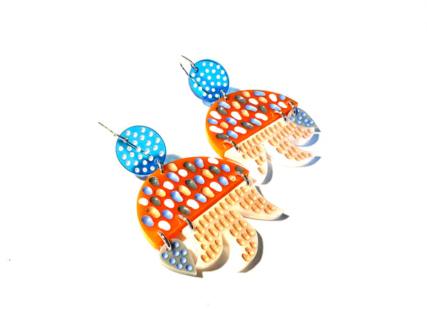 Grace Hummerston - Hand Etched Painted Stirling Silver & Perspex Earrings (ghu015)