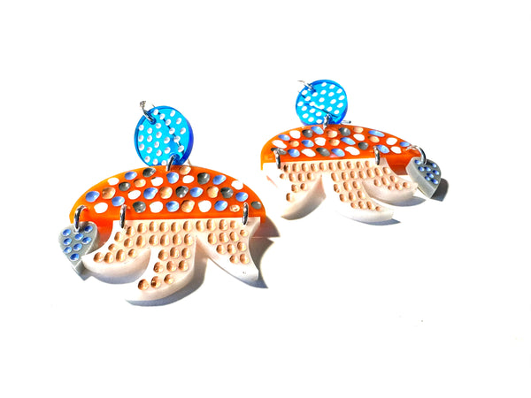 Grace Hummerston - Hand Etched Painted Stirling Silver & Perspex Earrings (ghu015)