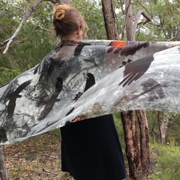Chrisea Designs - 'Birds of a Feather' Wool/Silk Wrap (cde021)
