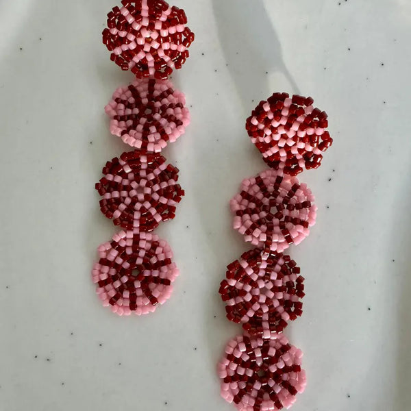 Merana Jewellery by Ana Maria - Long Drop Hand Beaded 18K Gold Plated Stud Earrings (avi003)