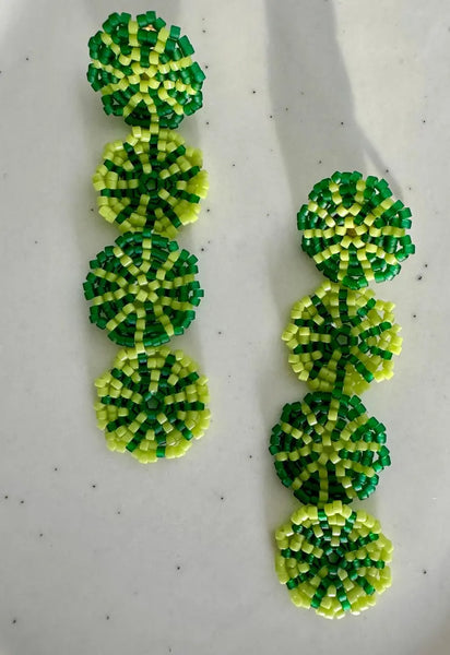 Merana Jewellery by Ana Maria - Long Drop Hand Beaded 18K Gold Plated Stud Earrings (avi003)