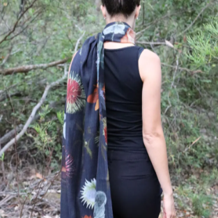 Chrisea Designs - 'Wildflower Nocturne' Wool/Silk Wrap (cde073)