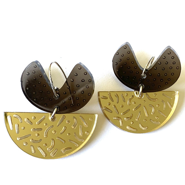 Grace Hummerston - Hand Etched and Hand Painted Acrylic and Sterling Silver Earrings (ghu004)