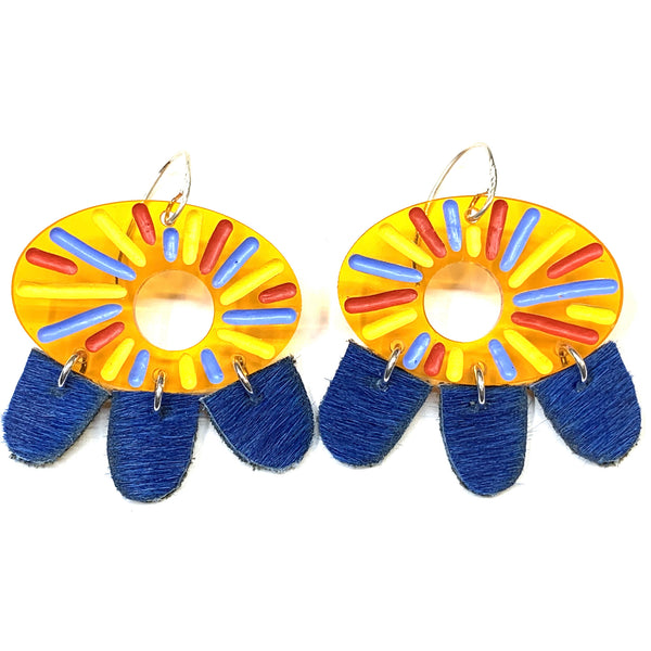 Grace Hummerston - Hand Etched and Hand Painted Acrylic and Sterling Silver Earrings (ghu004)