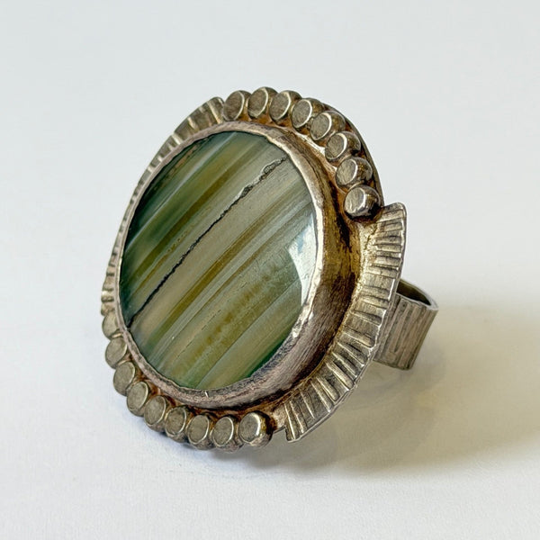 Ren Masetti - Sterling Silver Rainbow Agate Ring (rma144)