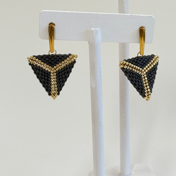 Merana Jewellery by Ana Maria - Hand Beaded Triangle Stud Earrings (avi015)
