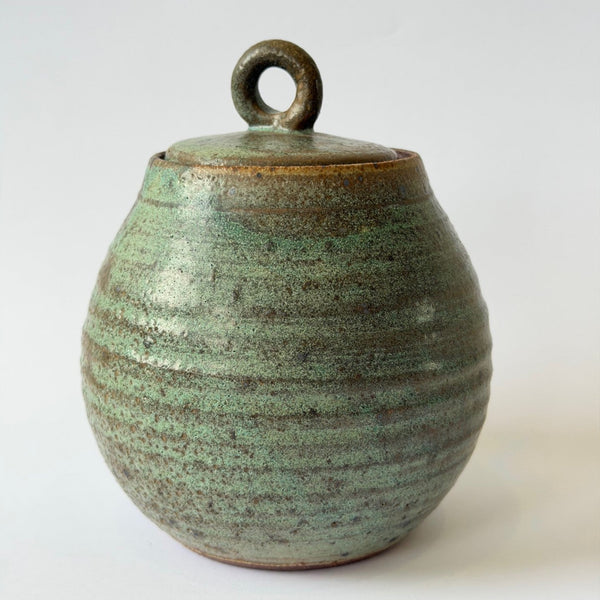 Liz Berry - Weathered Green Lidded Vase (lbe050)