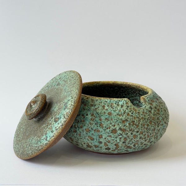 Liz Berry - Volcanic Green Lidded Sugar Bowl (lbe051)