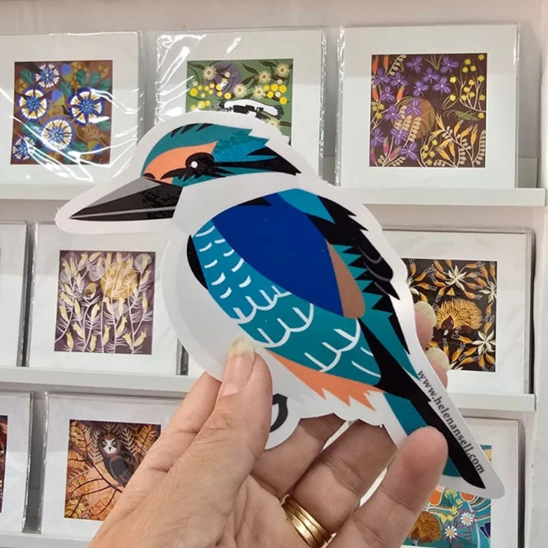 Helen Ansell - Waterproof Sticker - Sacred Kingfisher (han107 ...