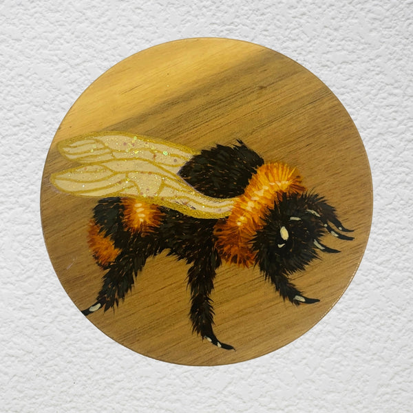 Sarah Soulay - ‘Bee Series 1’ 2024 Acrylic Paint and Glitter on Acacia Wood (ssou02)