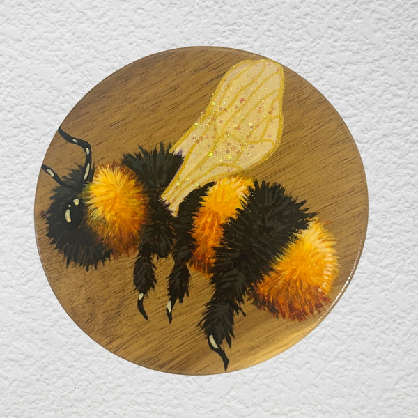 Sarah Soulay - ‘Bee Series 1’ 2024 Acrylic Paint and Glitter on Acacia Wood (ssou02)