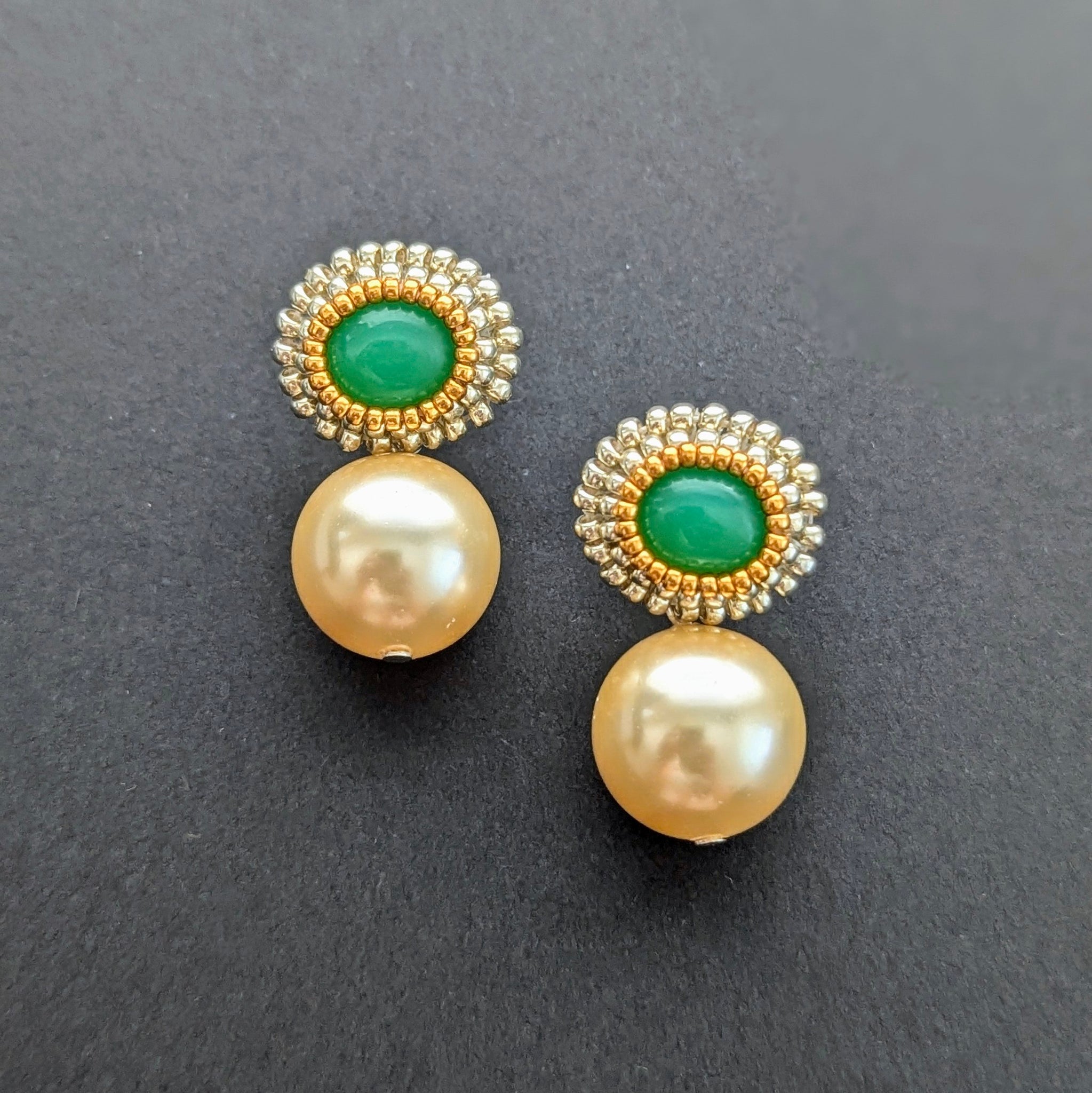 Cynthia Poh - Chrysoprase Golden Drop Earings (cpoh31)