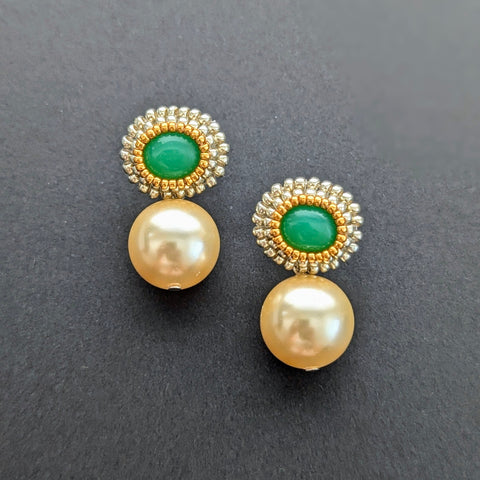 Cynthia Poh - Chrysoprase Golden Drop Earings (cpoh31)