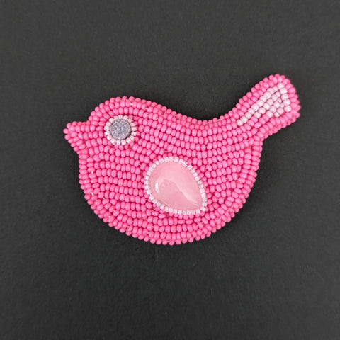 Cynthia Poh - Rose Quartz Bird Brooch (cpoh44)