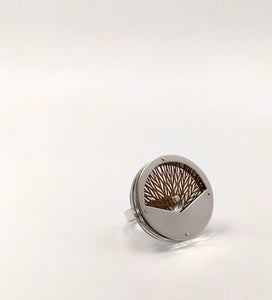 Rumma Designs - Corm Ring (size P) Watsonia corm, Sterling Silver, Acrylic (kch001)