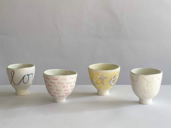 Deanne Jecks - 'Call Me By My Colour; Yellow' Series, Ceramic Pencil on Porcelain Vessel (dje016)