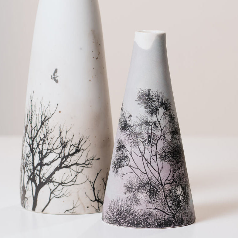 Sandra Black - 'Windblown Series 1' Slipcast Coloured Cool Ice Porcelain Clear Glaze with Photo Decal (sbl001)