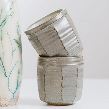 Matthew Sakanya - Faceted Stoneware Blue/Grey Cup (msak01)