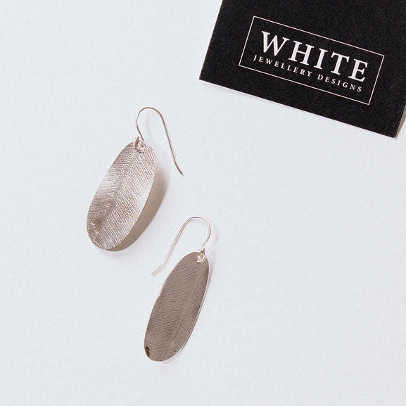 Heather White Alves - Small Embossed Leaf Skeleton Earrings (hwa031)