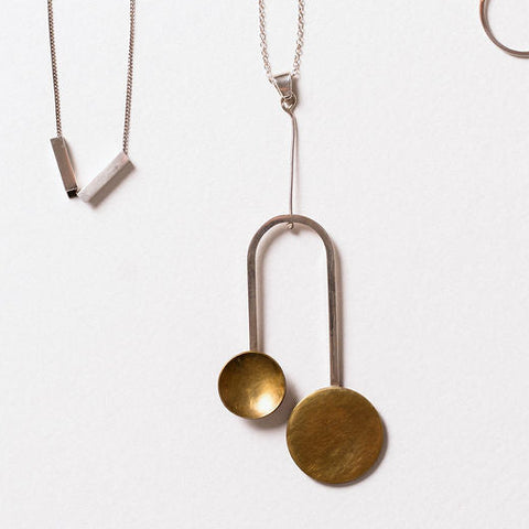 Volasa - Sterling Silver and Brass Counter Balance Necklace (jwb011)