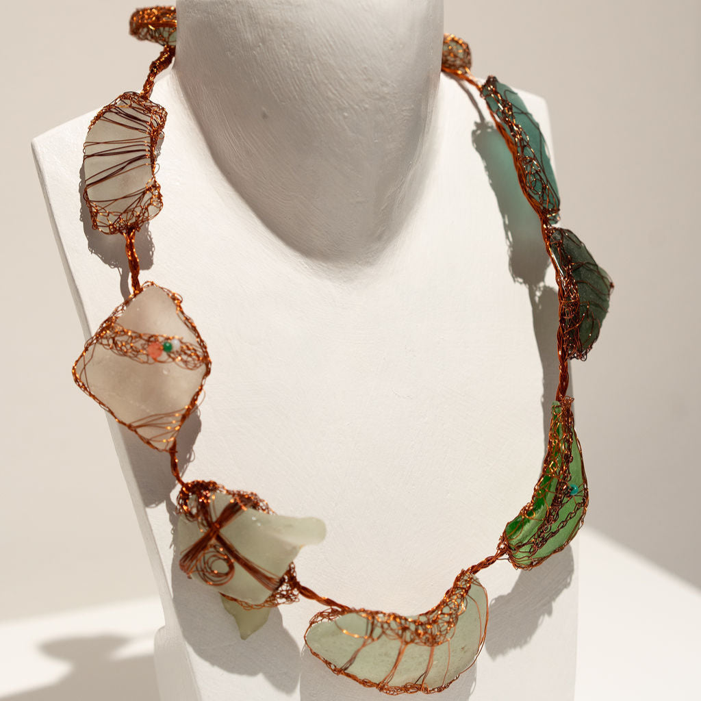 Tineke van der Eecken - 'If I Must Die (necklace)", 2024  copper, beach glass (tva099)
