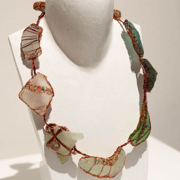 Tineke van der Eecken - 'If I Must Die (necklace)", 2024  copper, beach glass (tva099)