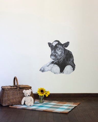 Anna Louise Richardson - Hand Drawn Calf Removable Fabric Wall Decal (alr011)