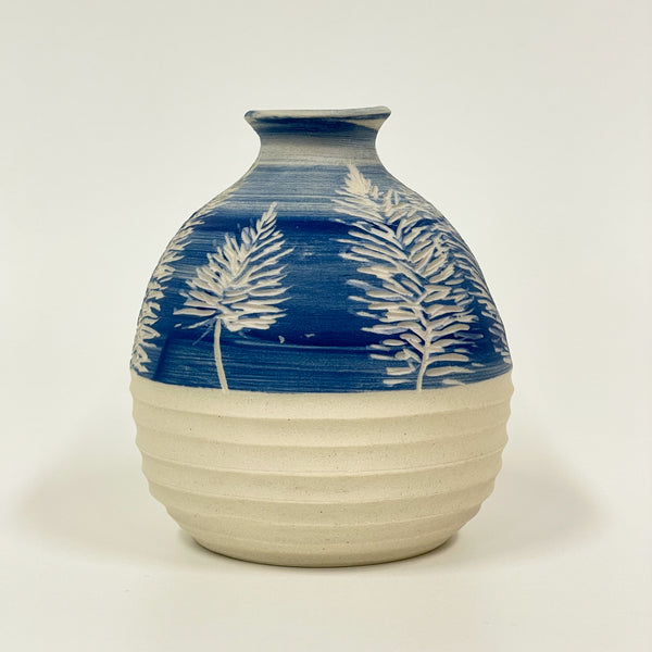 Rowena Harries - Blue & White Mulla Mulla Sgraffito Vase Medium (rha001)
