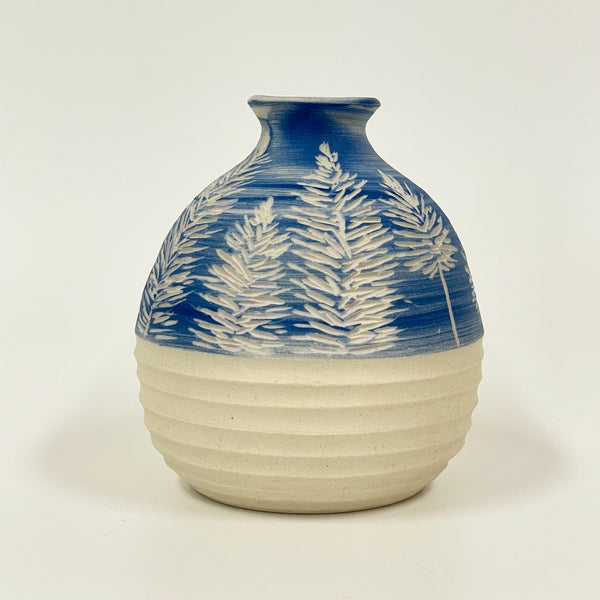 Rowena Harries - Blue & White Mulla Mulla Sgraffito Vase Medium (rha001)
