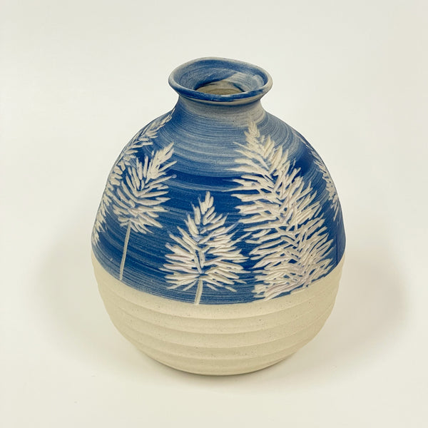 Rowena Harries - Blue & White Mulla Mulla Sgraffito Vase Medium (rha001)