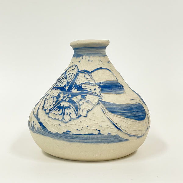 Rowena Harries - Blue & White Railroad Vine Sgraffito Vase Large (rha003)