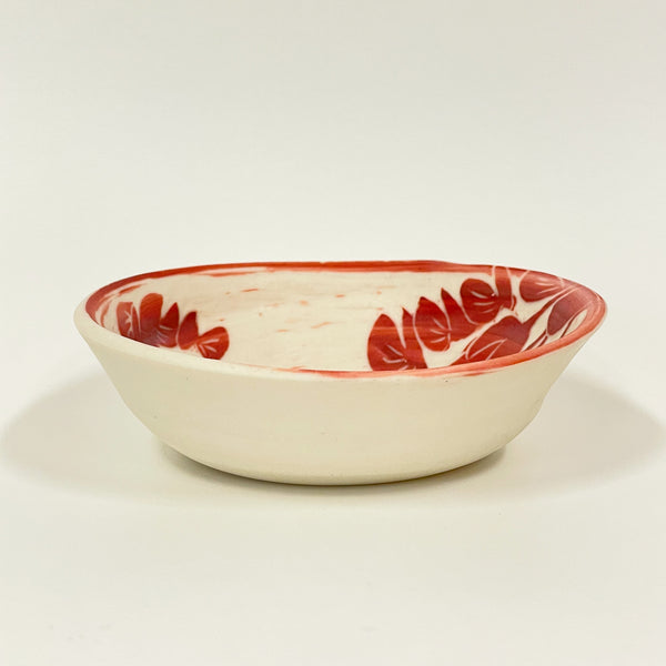 Rowena Harries - Red & White Jigal Flower Sgraffito Bowl Small (rha004)