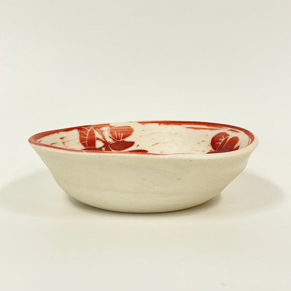 Rowena Harries - Red & White Jigal Flower Sgraffito Bowl Small (rha004)