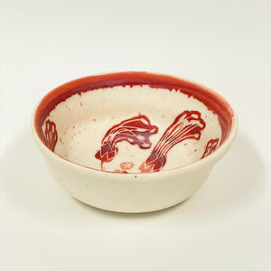Rowena Harries - Red & White Jigal Flower Sgraffito Bowl Medium (rha005)
