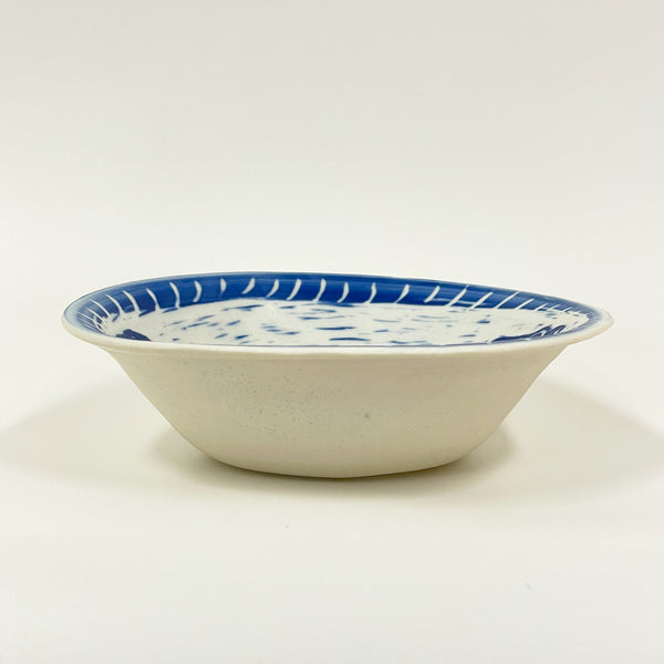 Rowena Harries - Blue & White Pheasant Coucal Sgraffito Bowl Large (rha006)