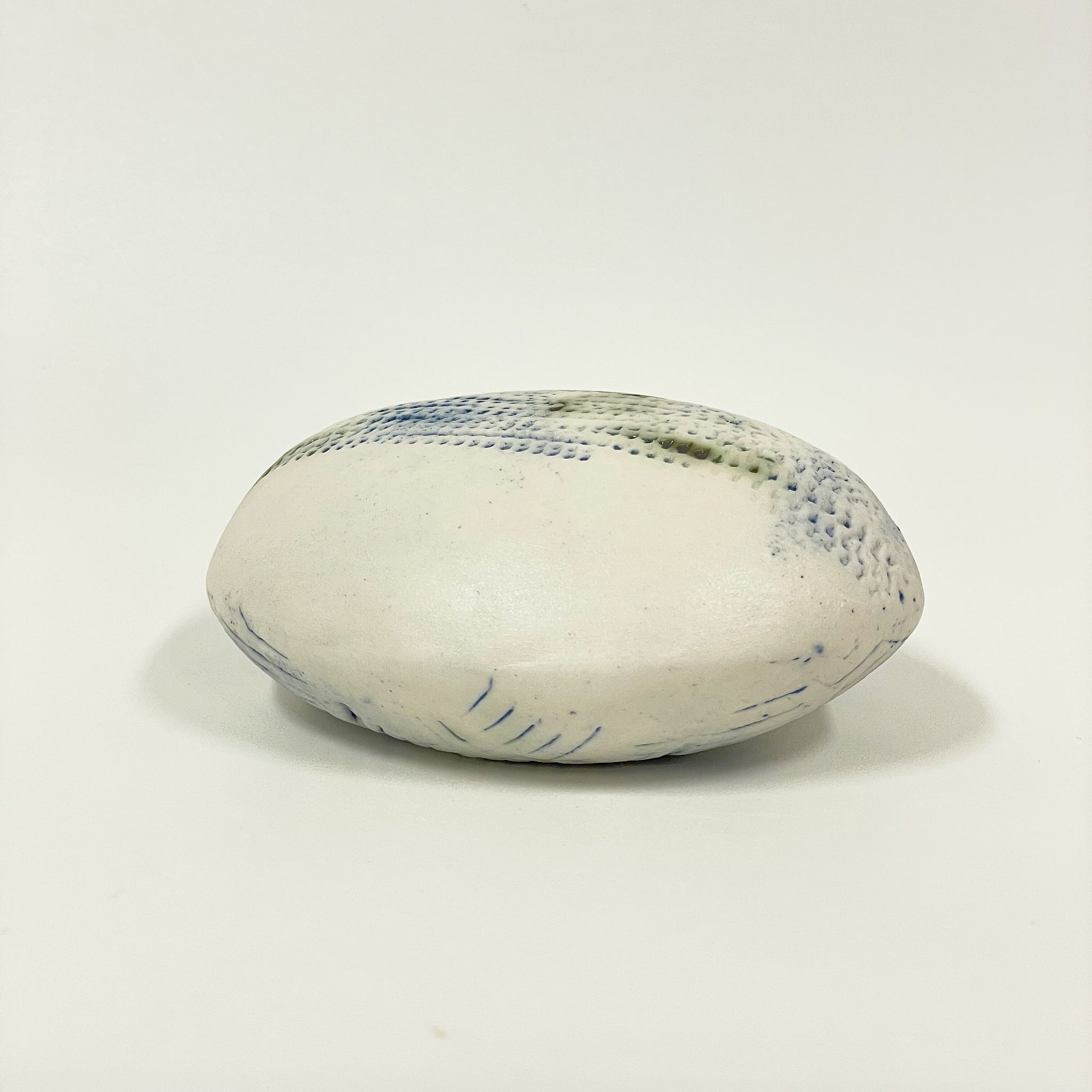 Rowena Harries - Blue & White Patterned Hollow Stone (rha007)