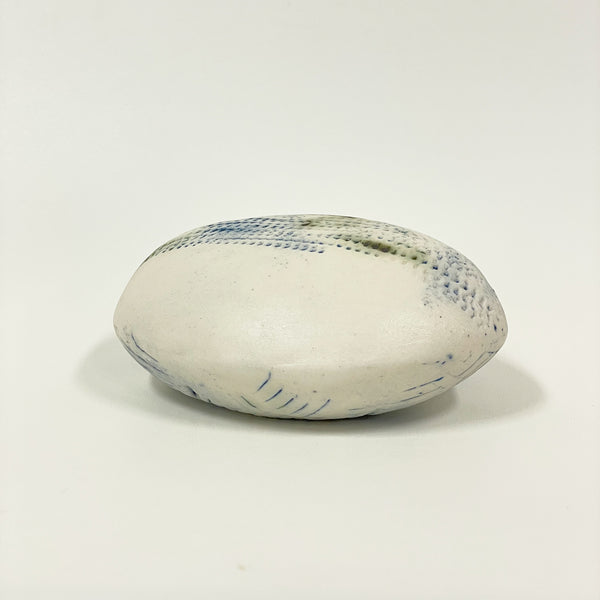 Rowena Harries - Blue & White Patterned Hollow Stone (rha007)