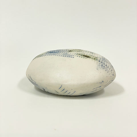Rowena Harries - Blue & White Patterned Hollow Stone (rha007)