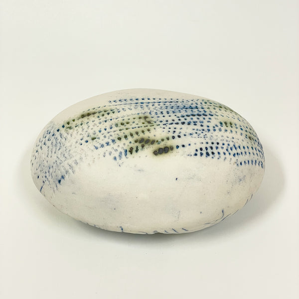 Rowena Harries - Blue & White Patterned Hollow Stone (rha007)