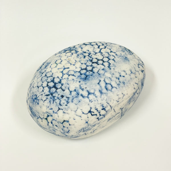 Rowena Harries - Blue & White Patterned Hollow Stone (rha008)