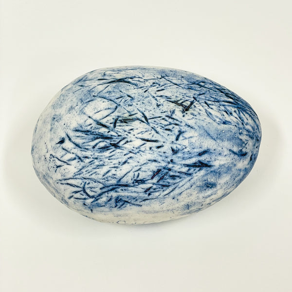 Rowena Harries - Blue & White Patterned Hollow Stone (rha008)