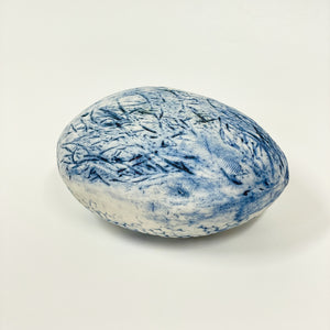 Rowena Harries - Blue & White Patterned Hollow Stone (rha008)