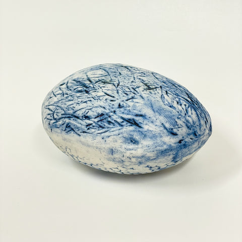 Rowena Harries - Blue & White Patterned Hollow Stone (rha008)