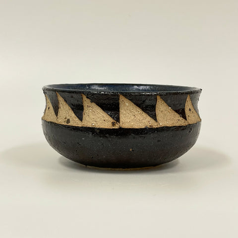 Sakshi Agarwal - Small Blue Carved Bowl (sag008)