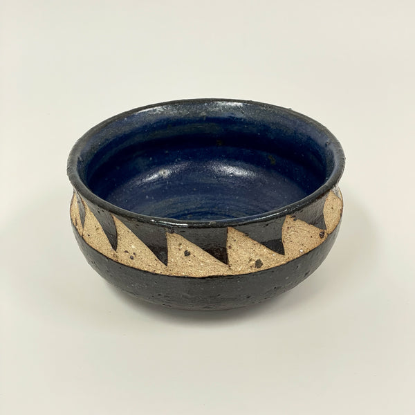 Sakshi Agarwal - Small Blue Carved Bowl (sag008)