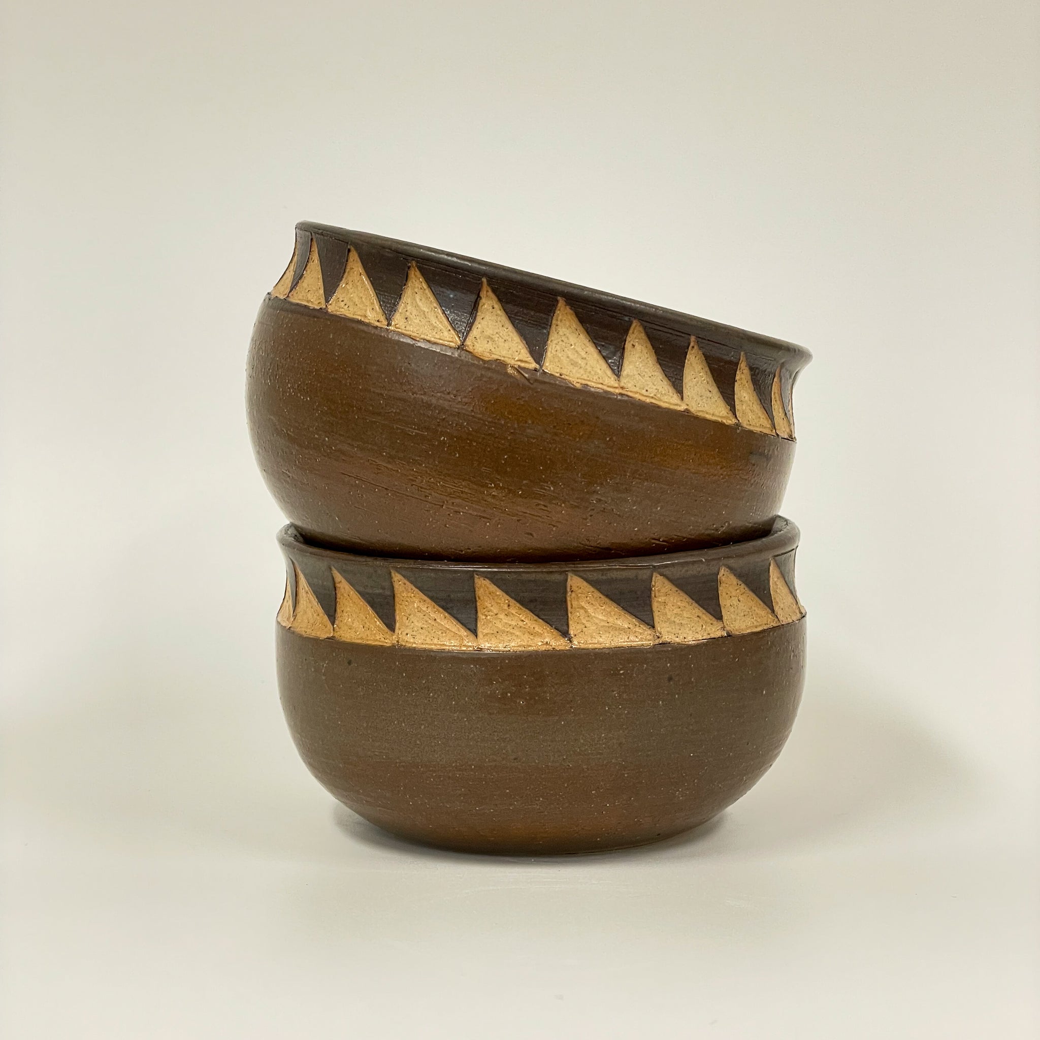 Sakshi Agarwal - Leather Brown Carved Bowls Set of Two (sag007)