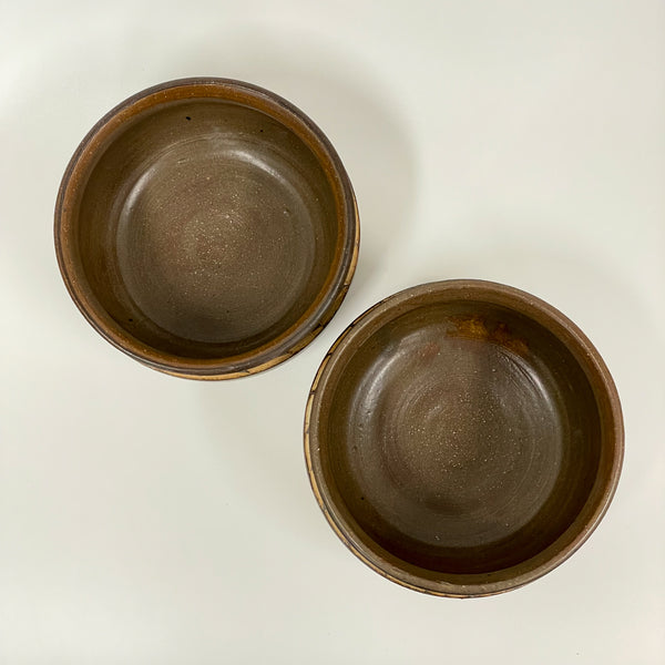 Sakshi Agarwal - Leather Brown Carved Bowls Set of Two (sag007)