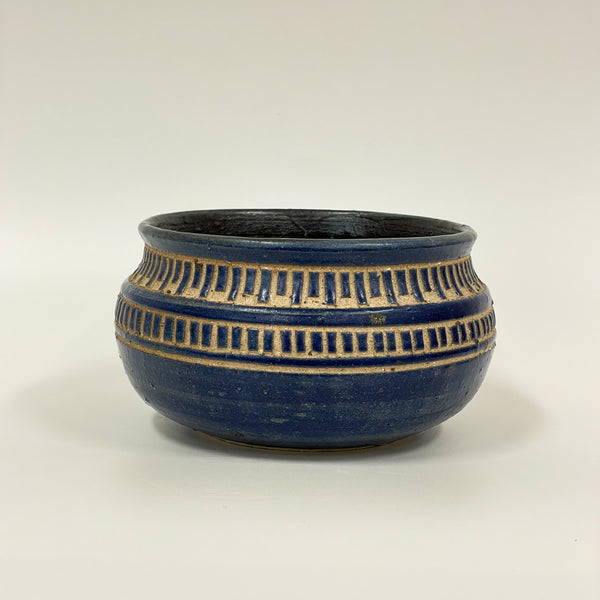 Sakshi Agarwal - Medium Blue Carved Bowl (sag009)